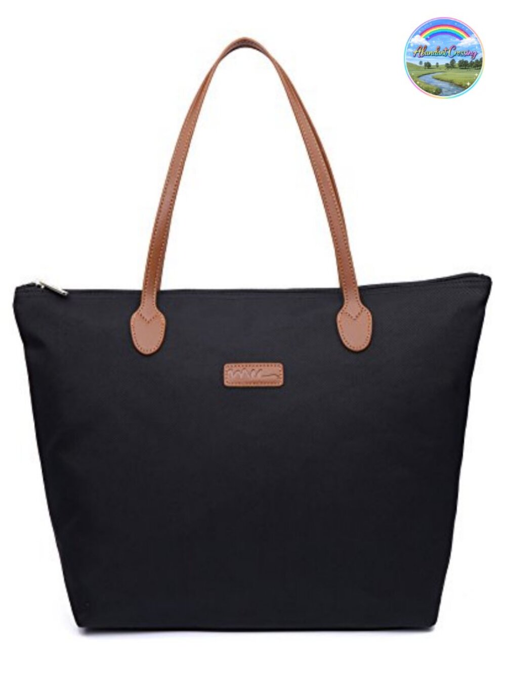 Water Resistant Lightweight Nylon Tote Bag Handbag Faux Leather Trim